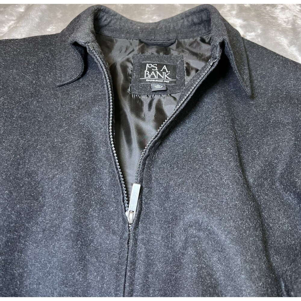 Jos A Bank Mens Charcoal Grey Wool Blend Harrington Bomber Jacket Size Large - Picture 7 of 11